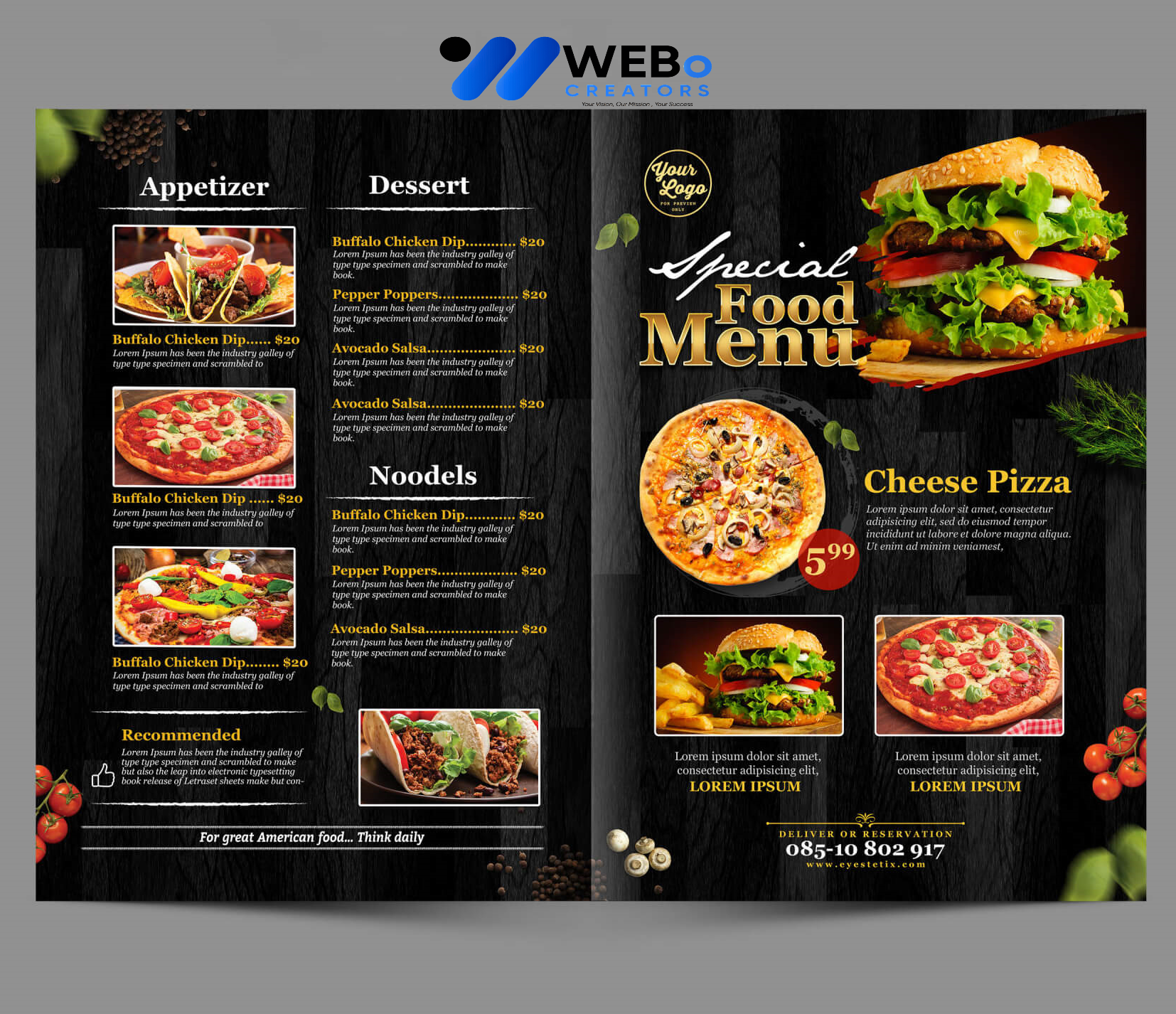 Modern restaurant menu design Alexandria ,VA 2026 café menu layout food branding design services
